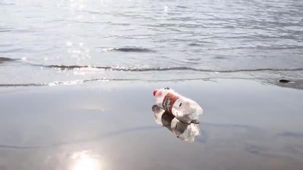 Plastic Bottle Thrown Away River — Stock video
