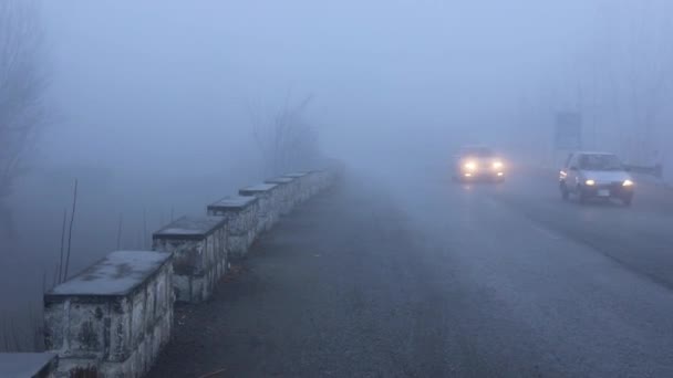 Туманное Утро Зимой Пакистане — стоковое видео