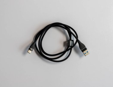 USB type C charging cable isolated on white background