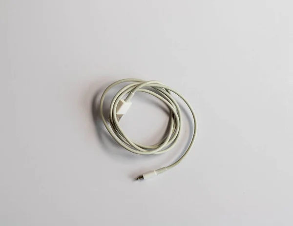 Lightning Cable Iphone Isolated White Background — Stok fotoğraf