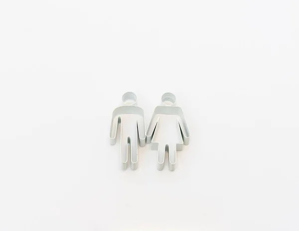 Beyaz Arkaplanda Izole Edilmiş Cinsiyet Sembollerinin Metal Çerçeve Işaretleri — Stok fotoğraf