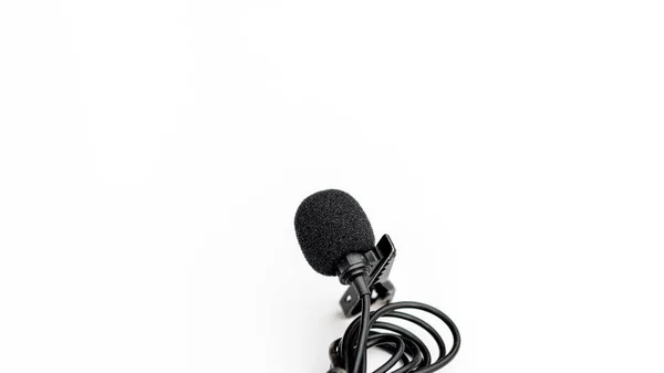 Microfono Lavalier Sfondo Bianco Isolato — Foto Stock