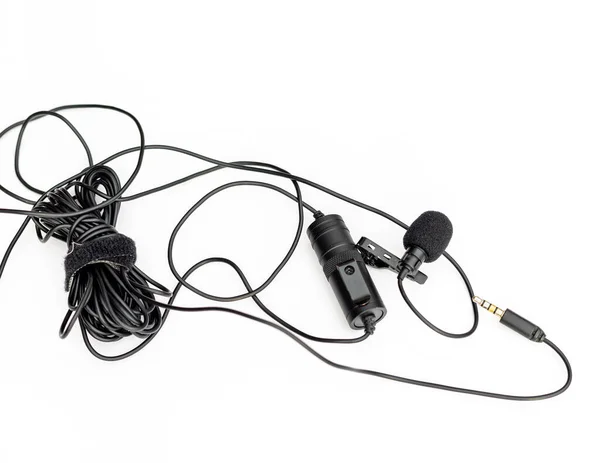 Malý Obojek Mikrofon Izolované Bílém Pozadí — Stock fotografie