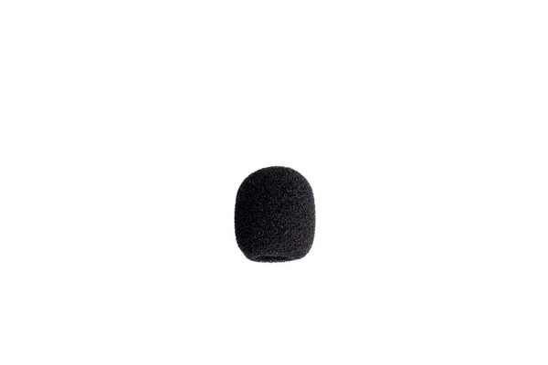 Mikrofon Fekete Szélvédő Hab Elszigetelt Fehér Alapon — Stock Fotó