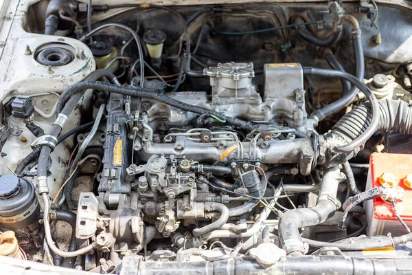 Trabajos Reparación Motores Diesel Antiguos Garaje —  Fotos de Stock