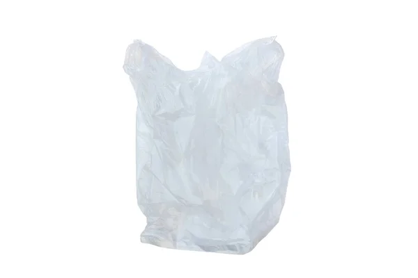 Saco Plástico Transparente Branco Isolado Fundo Branco — Fotografia de Stock