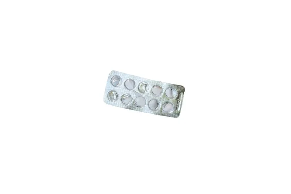 Taśma Tabletki Bez Tabletek Białym Izolowanym Tle — Zdjęcie stockowe