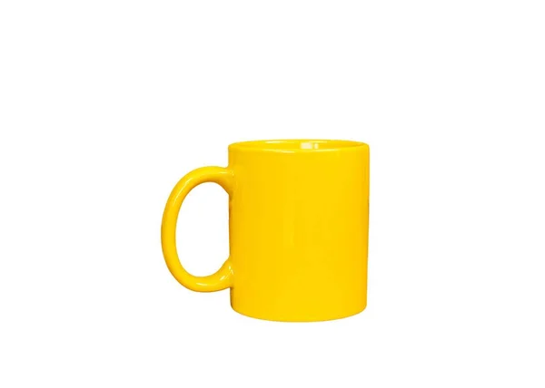 Gelbe Kaffeetasse Isoliert Auf Weißem Hintergrund — Stockfoto