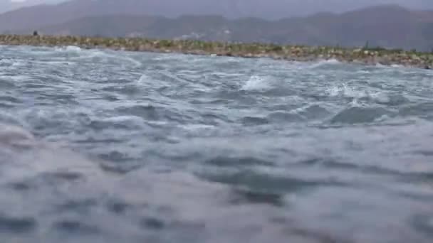 River Splashing Water Closeup View — Stock Video