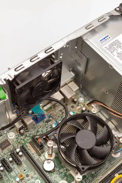 stock image Inside view of a desktop computer CPU and motherboard: Pakistan - 24 January 2024.