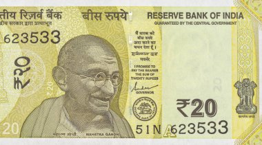 Mahatma Gandhi 'nin Hindistan' daki portresi 20 rupilik banknot: Pakistan - 07 Temmuz 2024.
