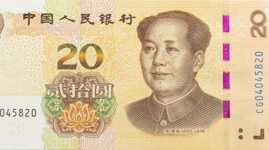 Mao Zedong 'un portresi Çin 20 yuan banknot, Çin parası; Pakistan - 07 Temmuz 2024.