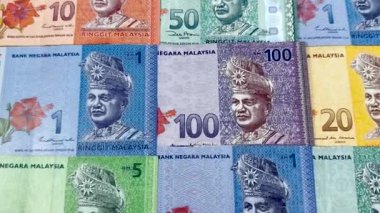 Malezya ringgit rengarenk notaları yakın plan