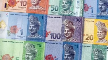 RM1, RM5, RM10, RM20, RM50 ve RM100 yakın görüntülerinin Malezya banknotları