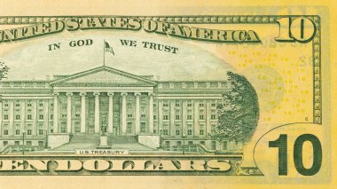 Amerikan Hazine Binası 'nın Hafif Köri lekeli on dolarlık faturası