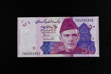 Pakistan 50 rupi Mor Banknota Muhammed Ali Jinnah Portresi