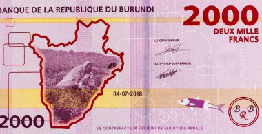 Burundi 2000 Frank Banknotes Burundi Harita Tasarımı