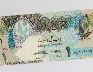 Katar 1 riyal banknot yakın çekim