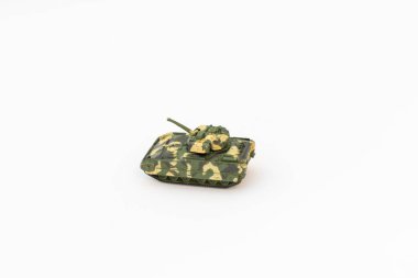 Camouflage mini tank on white isolated background clipart