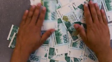 Pakistan 500 Rupi Banknotları İstifleme ve Toplama.