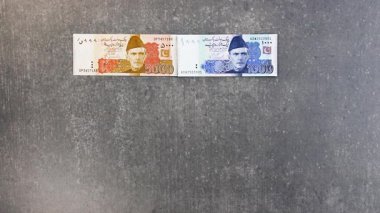 Pakistanlı banknotların tamamı. Düz görünüm.
