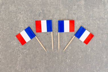 Dört Fransız Mini Bayrakları Fan Deseninde Ayarlandı