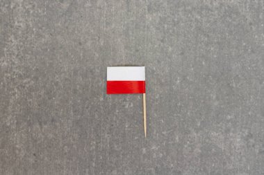 Dikey Polonya Bayrağı Gri Yüzeyde Merkezlendi