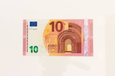 Beyaz Arkaplanda 10 Euro 'luk Banknotun Ön Yüzü