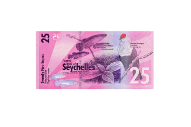 Seyşeller 25 Rupi Banknote, Killifish, Blue Pigeon ve Tropikal Flora.