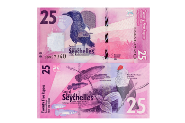 Seyşeller 25 Rupi Ön ve arka Taraflar