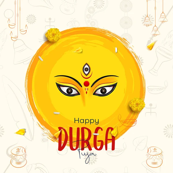 Mutlu Durga Puja Yaratıcı Sosyal Medya Şablon Tasarımı — Stok Vektör