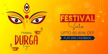Mutlu Durga puja geçmişi Durga puja festivali satış afişi tasarımı