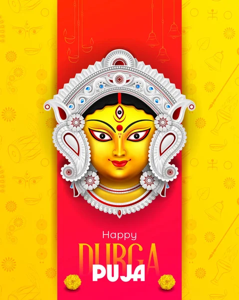 Mutlu Durga Puja Yaratıcı Reklamları Sosyal Medya Kare Pankart Tasarımı — Stok Vektör
