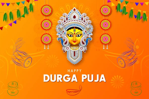 Durga Puja Indirimli Arka Plan Tasarımı Yaratıcı Durga Puja Satış — Stok Vektör
