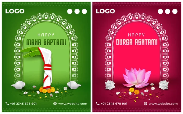 stock vector durga puja social media post banner design for maha saptami and durga ashtami