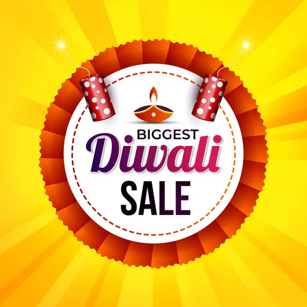 Biggest Diwali Sale Creative Vector Illustration Diwali Festival Sale Banner — Stock Vector