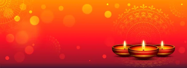 Felice Sfondo Festival Diwali Intestazione Del Sito Web Design Sfondo — Vettoriale Stock