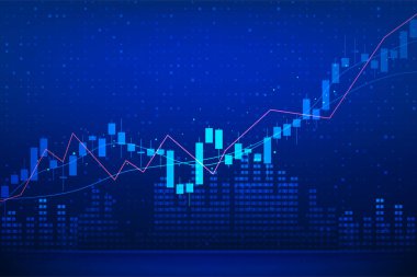 business financial blue abstract background with uptrend candle stick pattern of stock market, investment growth success finance business chart clipart