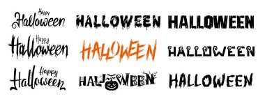 Mutlu Cadılar Bayramı el yazısı, Cadılar Bayramı yaratıcı metin illüstrasyonu, ürkütücü metin, korkunç metin, korku metni