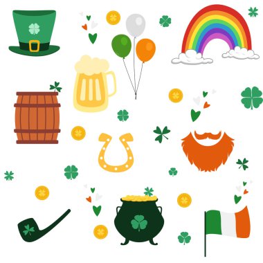 Aziz Patrick 'in gününün pürüzsüz bir geçmişi ve Patrick Günü elementlerinin çizimi.