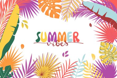 afiş, poster, davetiye kartı vs. için en iyi tropikal yapraklara sahip soyut yaz arkaplanı.