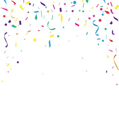 Kutlama partisi tasarımı için renkli konfeti arkaplan pankartı