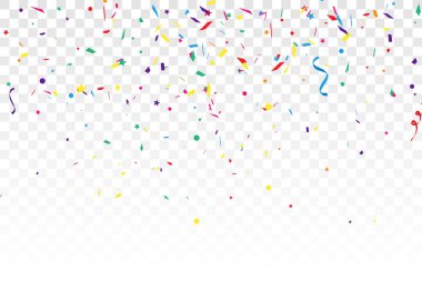 Şeffaf arkaplanda soyut renkli kağıt konfetisi