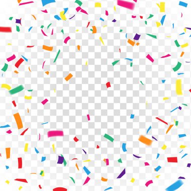 Tatil, doğum günü, kutlama partisi vesaire için şeffaf arka planda renkli konfeti patlaması.