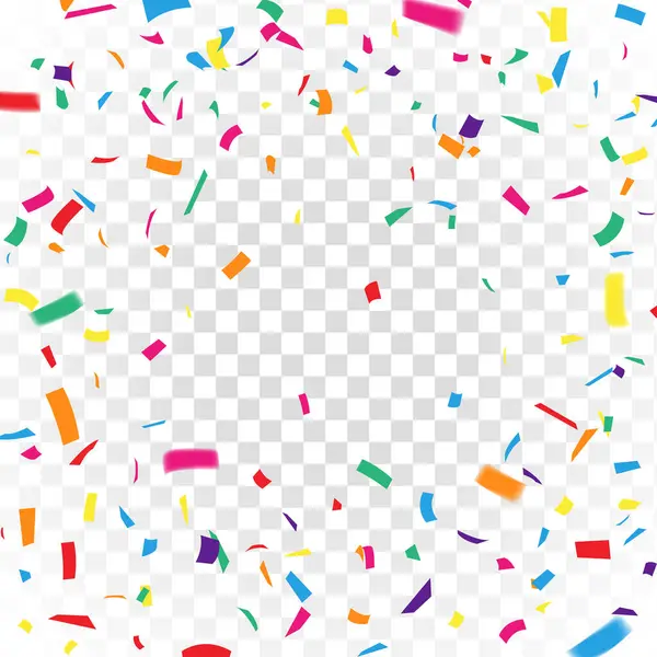 Tatil, doğum günü, kutlama partisi vesaire için şeffaf arka planda renkli konfeti patlaması.