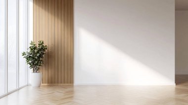 Beyaz Duvar, Tahta Paneller ve Doğal Işık ile Minimalist İçişleri