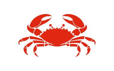Deniz Ürünleri Markalaşması, Logo Tasarımı ve Deniz Teması Elementleri İçin Kırmızı Vektör Biçimli Yengeç Görünümü