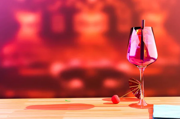 Verre Cocktail Servi Dans Bar Avec Fond Flou Boissons Spiritueux — Photo