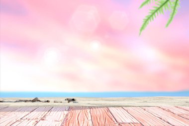 Defocused sea and sand background with copy space. Concept of summer time, relaxation, enjoyment. 3d render