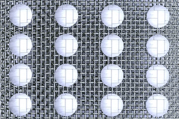 Silindirik metal karoların dizaynı ile metal ağ dokusu. Arkaplan dokuları. 3d oluşturma